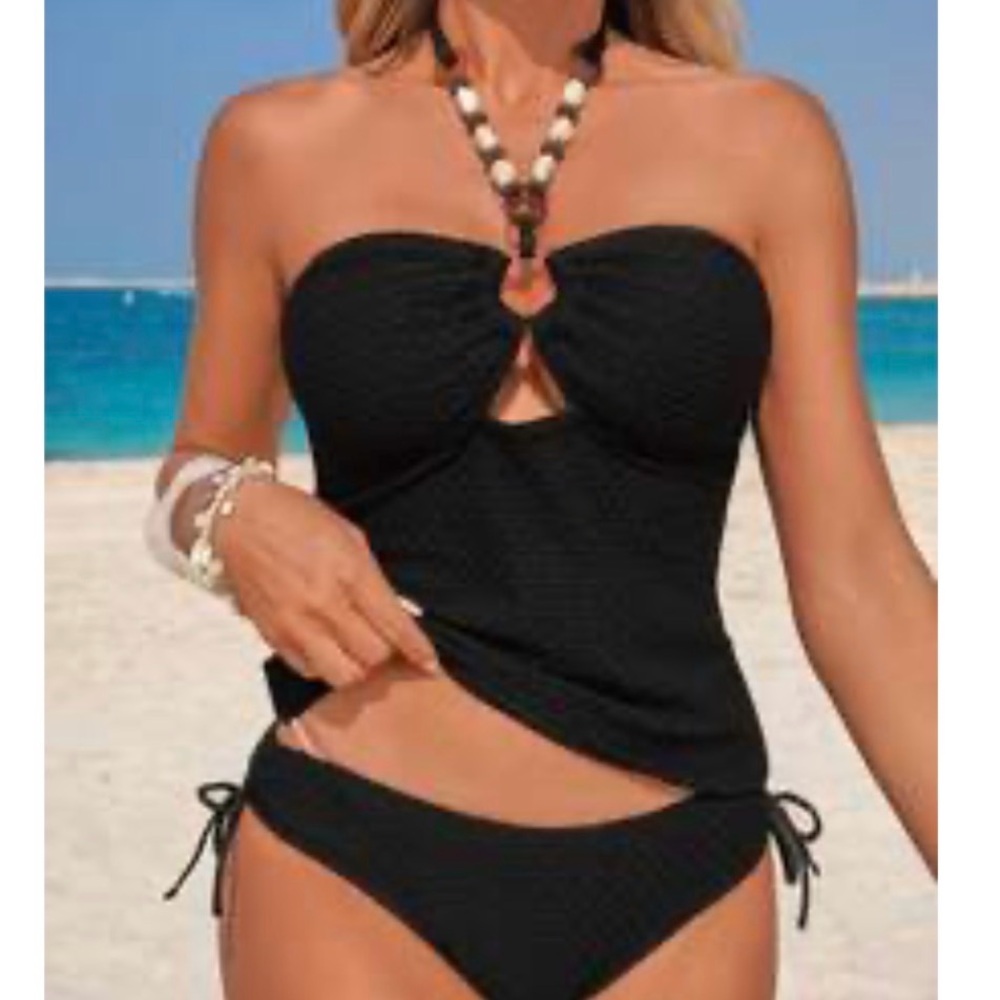 Black Textured Tankini Set – Size Small